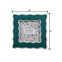 Flora Bunda® 4" x 4" Two Tone Teal Wavy Ceramic Frame