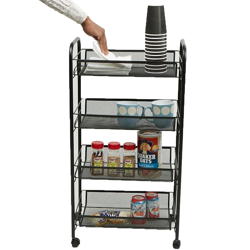 Mind Reader Black All-Purpose Heavy Duty Trolley Utility Cart with Wheels