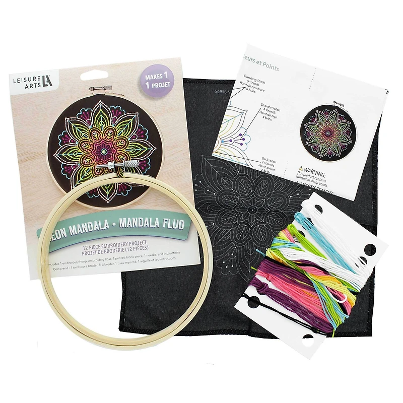 Leisure Arts® 6" Neon Mandala Embroidery Kit