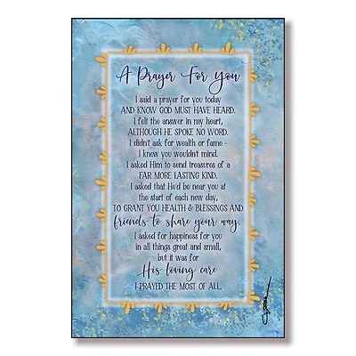 A Prayer For You Plaque with Easel & Hanger