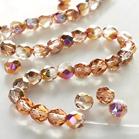 Amber Faceted Czech Glass Round Beads, 6mm by Bead Landing™