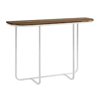 Walker Edison White Reclaimed Barnwood Modern Curved Entry Table