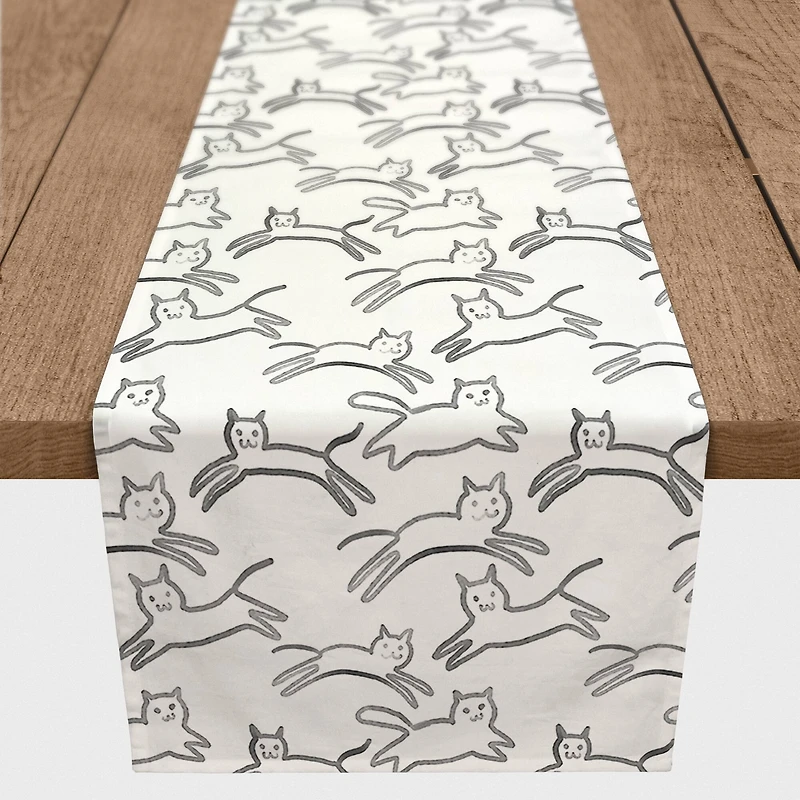 Leaping Cat Pattern 16" x 72" Cotton Twill Runner