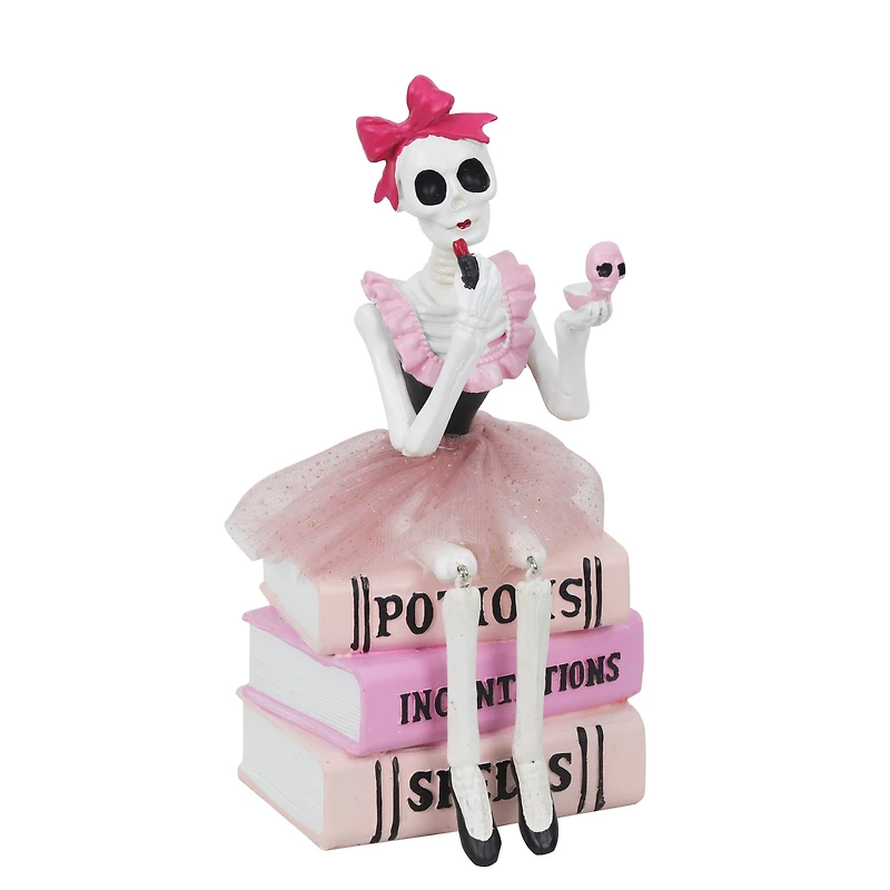 9" Book Stack Skeleton with Makeup Tabletop Décor by Ashland®
