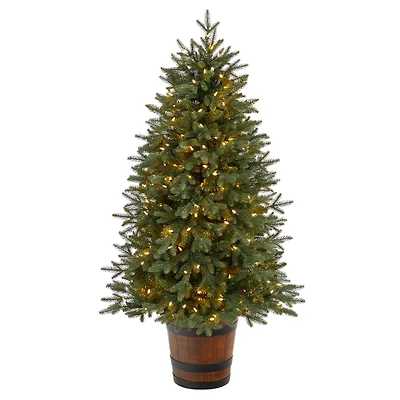 5ft. Pre-Lit Colorado Aspen Artificial Christmas Tree in Decorative Planter, White LED Lights