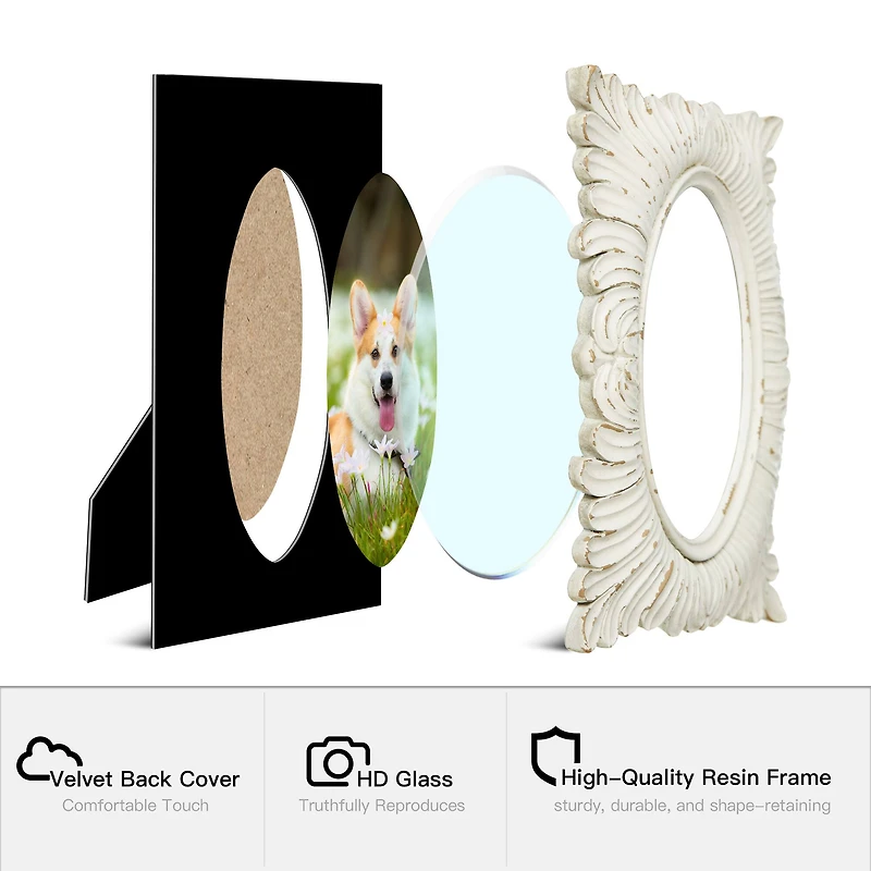 Glitzhome® 2 Pack 4" x 6" White Ornate Resin Tabletop Picture Frames