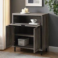 Walker Edison Gray Wash Mesh Metal Accent Cabinet