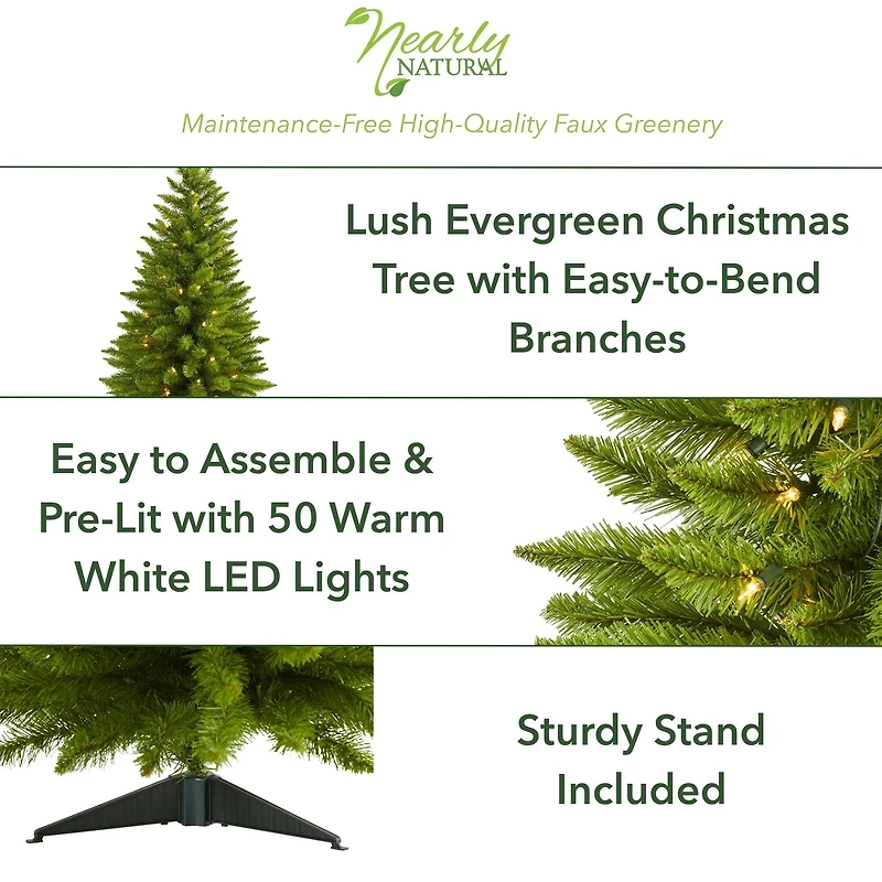3ft. Pre-Lit Providence Pine Artificial Christmas Tree, Warm White LED Lights