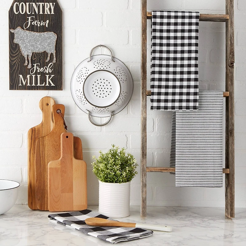 DII® Black & White Dishtowel Set