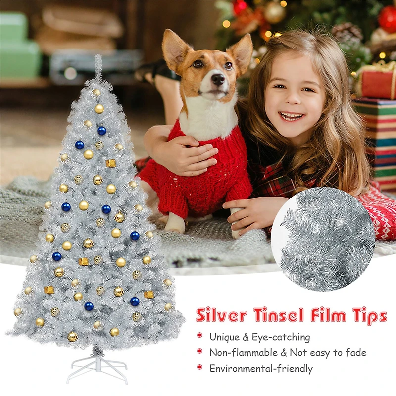 7.5ft. Unlit Silver Tinsel Artificial Christmas Tree