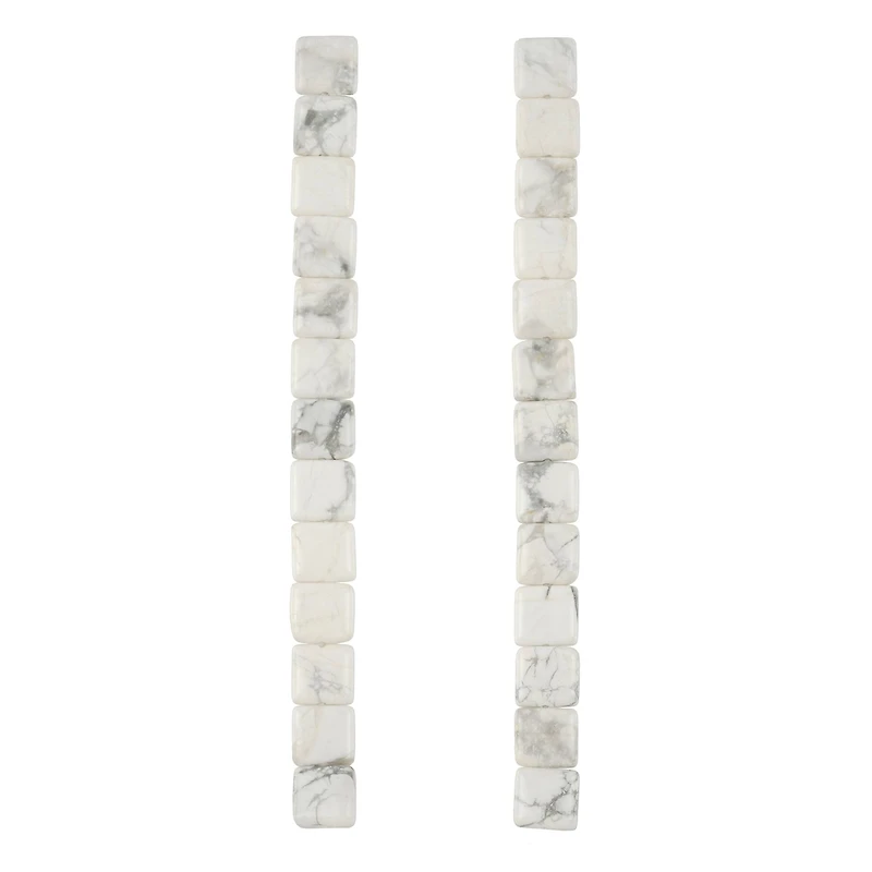 White Howlite Flat Square Beads, 10mm by Bead Landing™