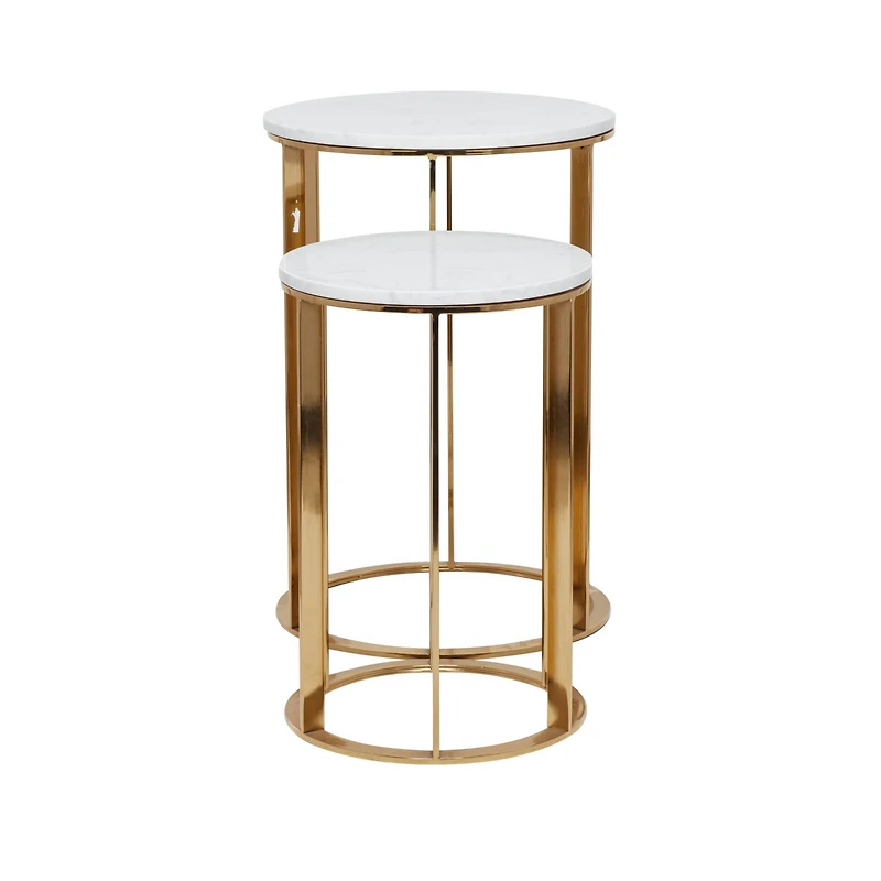 16" Gold Iron Contemporary Accent Table Set