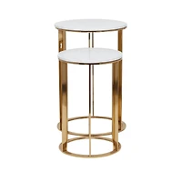 16" Gold Iron Contemporary Accent Table Set