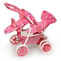 Badger Basket Pink Polka Dot Reversible Double Doll Stroller