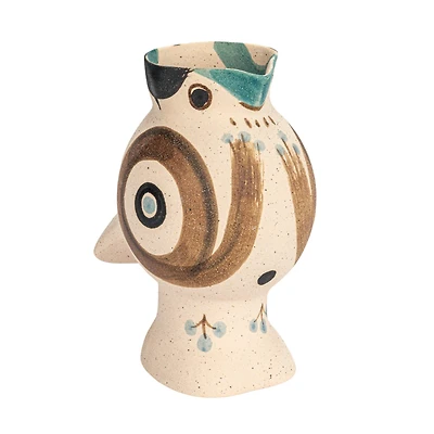 Hello Honey® 8.25" Multicolor Sand Finished Hand Painted Bird Shaped Stoneware Vase