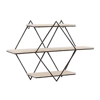 Brown Wood Contemporary Wall Shelf, 20" x 30" x 7"