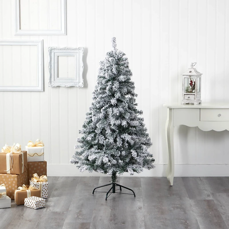 5ft. Unlit Flocked Rock Springs Spruce Artificial Christmas Tree