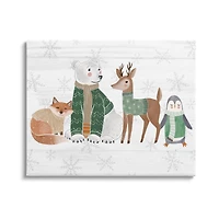Stupell Industries Winter Wildlife Animals Snowflakes Canvas Wall Art