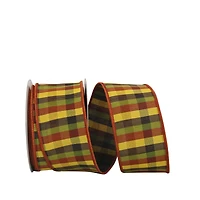 JAM Paper 2.5" x 10yd. Dupioni Wired Edge Tonal Plaid Ribbon