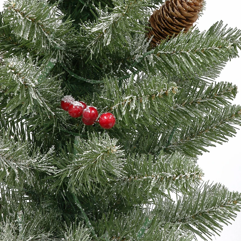 4ft. Pre-Lit Flocked Potted Trees with Battery-Operated Timer, 2ct.