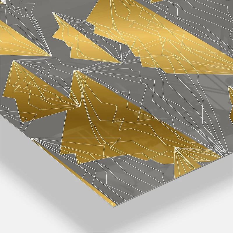 Designart 'Golden Polygon Pattern Oversized Mid-Century Modern Multipanel Wall Clock