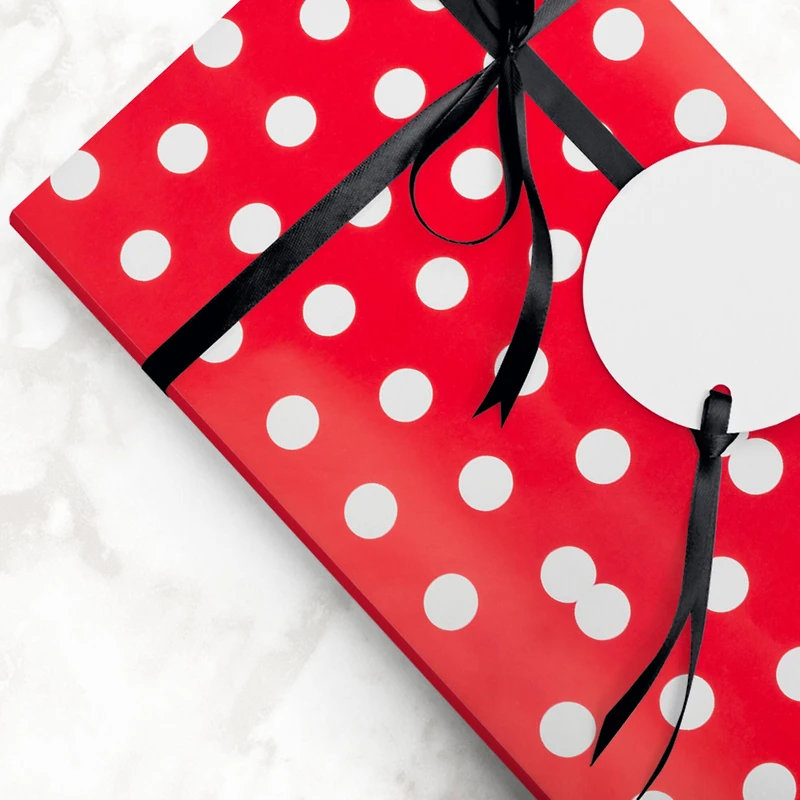 JAM Paper Red with White Dots Gift Wrap, 2ct.