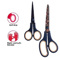 SINGER® Paisley Polka Dot Printed 8.5" Fabric Scissors & 5.5" Detail Craft Scissors Set