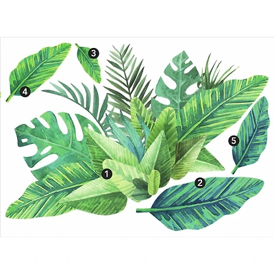 RoomMates Watercolor Tropical Leaves Peel & Stick Giant Decals