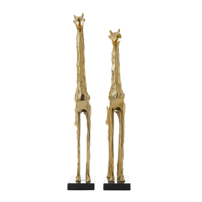 27" Gold Aluminum Giraffe Sculpture Set