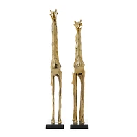 27" Gold Aluminum Giraffe Sculpture Set