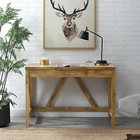 Walker Edison 46" Barnwood A Frame Wood Computer Desk with Drawer