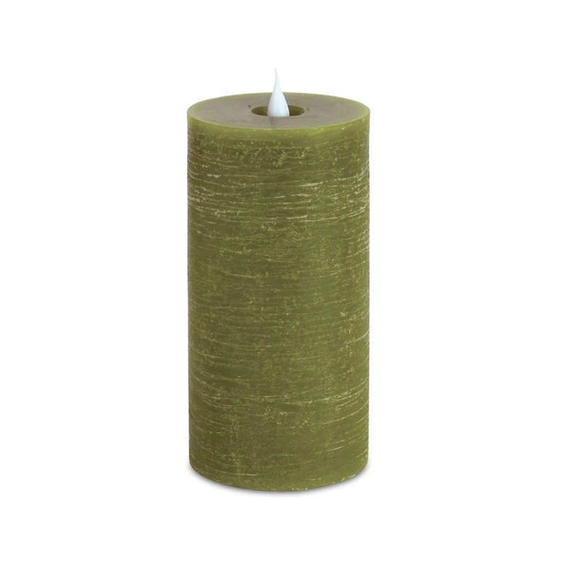 7.75" Green Simplux LED Designer Candle with Remote