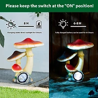 Glitzhome® 15.75" Solar Powered Vibrant Mushroom Garden Statue