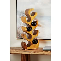 28" Brown Wood Rustic Wine Holder Rack