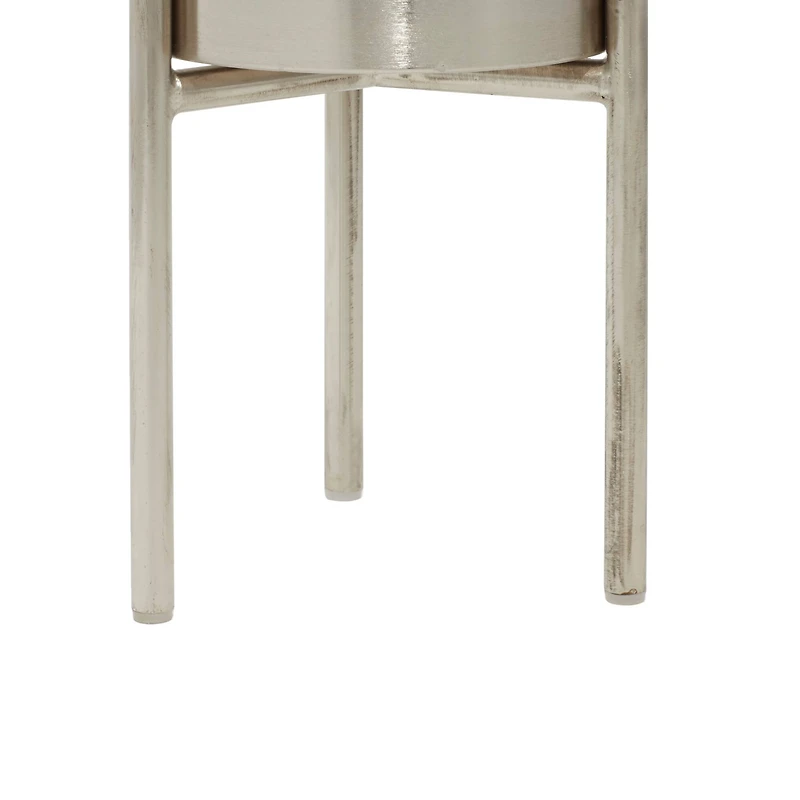 Silver Metal Contemporary Planter Set