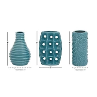 Blue Stoneware Modern Vase Set