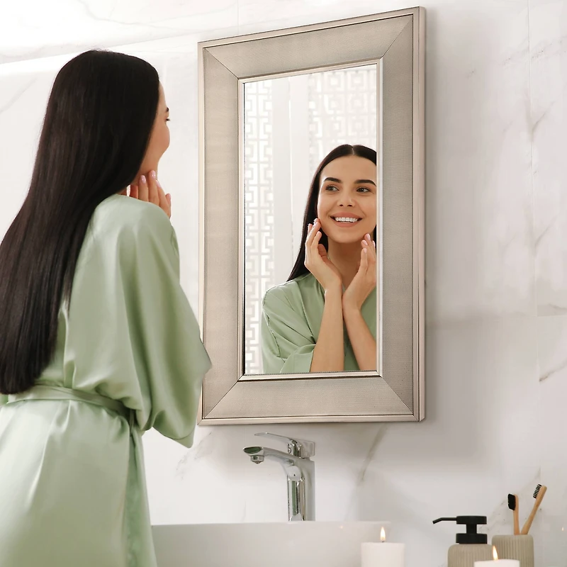 Head West Pave Brushed Nickel Stylish Bathroom & Wall Mirror