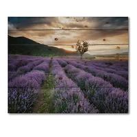 Designart - Sunrise & Dramatic Clouds Over Lavender Field VII
