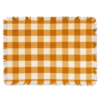 DII® Pumpkin Spice Heavyweight Check Fringed Placemat Set