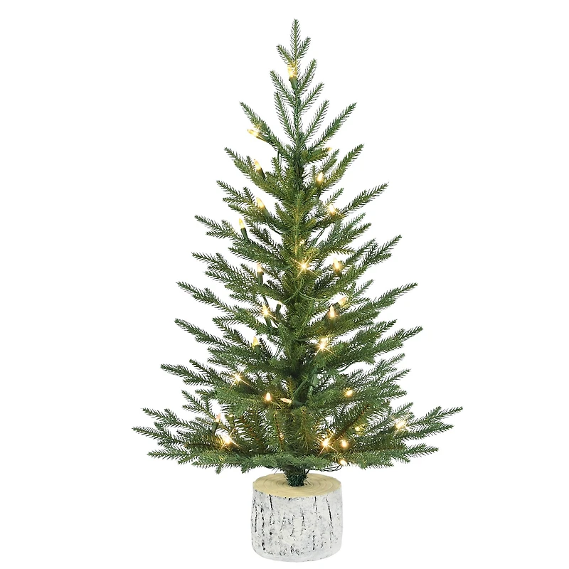 3ft. Pre-Lit Arctic Fir Artificial Potted Christmas Tree, Warm White LED Lights