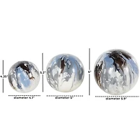 Blue, Brown & Cream Metal Abstract Swirl Orbs & Vase Filler Set