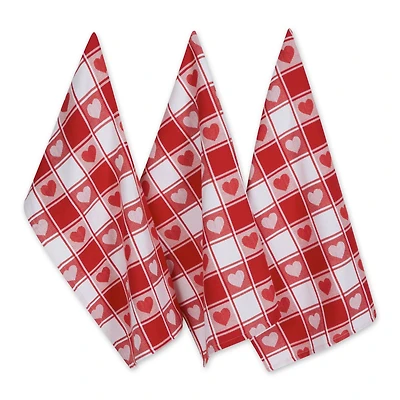 DII® Valentines Checkered Heart Dishtowel, 3ct.