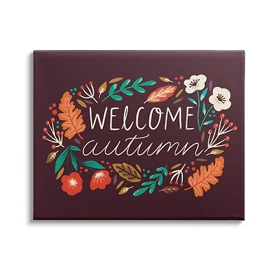 Stupell Industries Welcome Autumn Fall Botanicals Canvas Wall Art