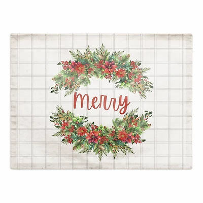 Merry Holly Wreath Cotton Twill Placemat