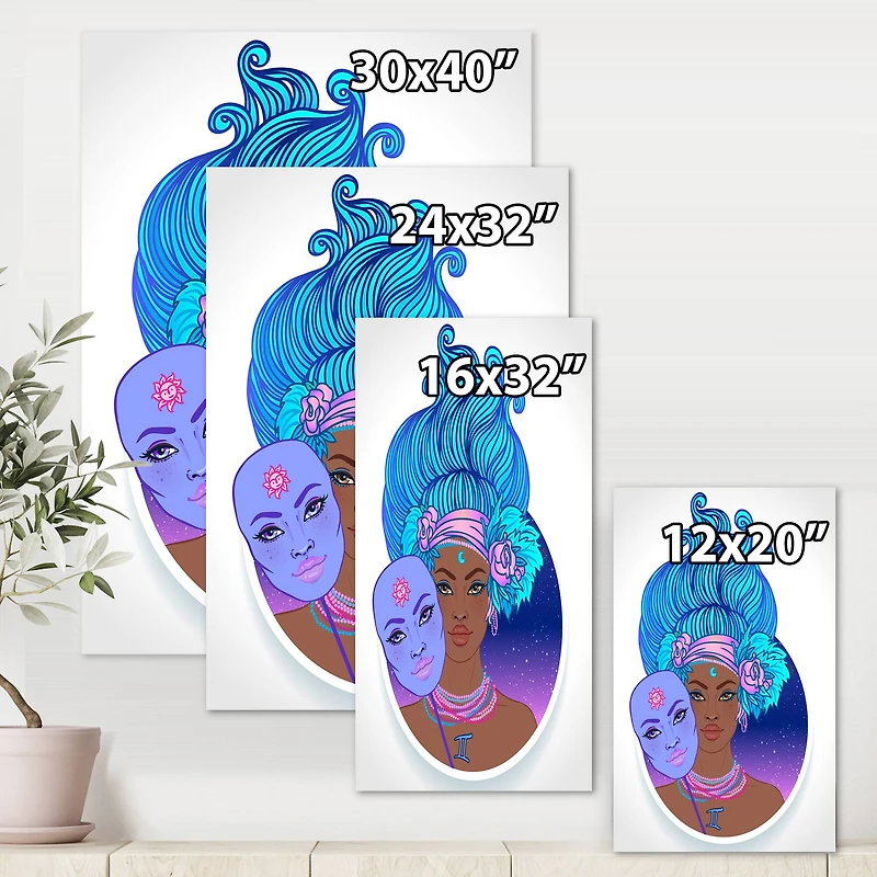 Designart - Portrait of African American Woman With Blue Hair II