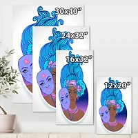 Designart - Portrait of African American Woman With Blue Hair II