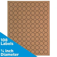 JAM Paper Brown Kraft Circle Label Stickers