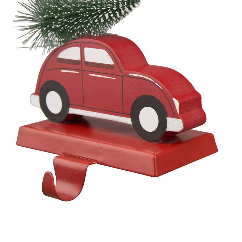 Glitzhome® 6" Red Car & Truck Stocking Holder Set