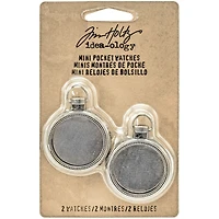 Idea-Ology Metal Mini Pocket Watch Frames 1" 2/Pkg-Antique Nickel