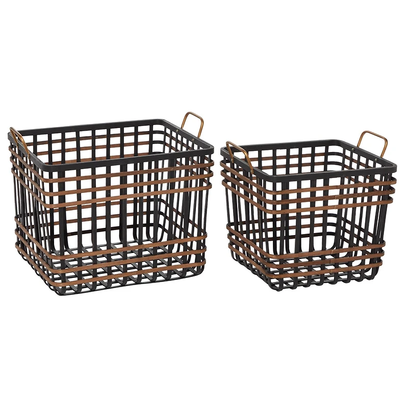 Black Seagrass Farmhouse Storage Basket Set
